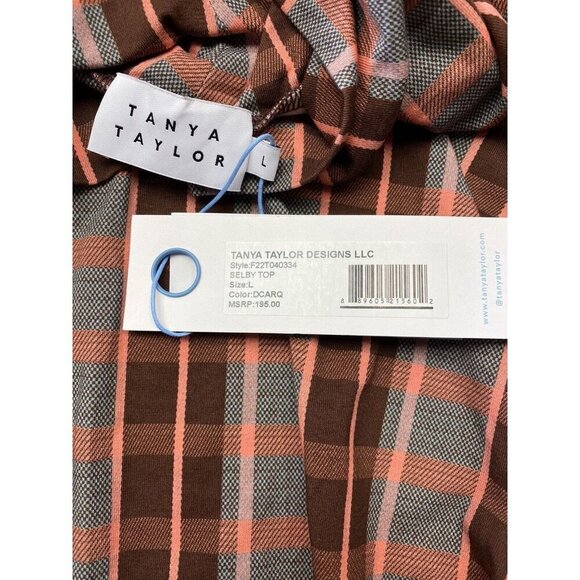 Tanya Taylor Sz L Top Turtleneck Neck Gray Caramel Corpcore Designer Boho Retro - Picture 4 of 6